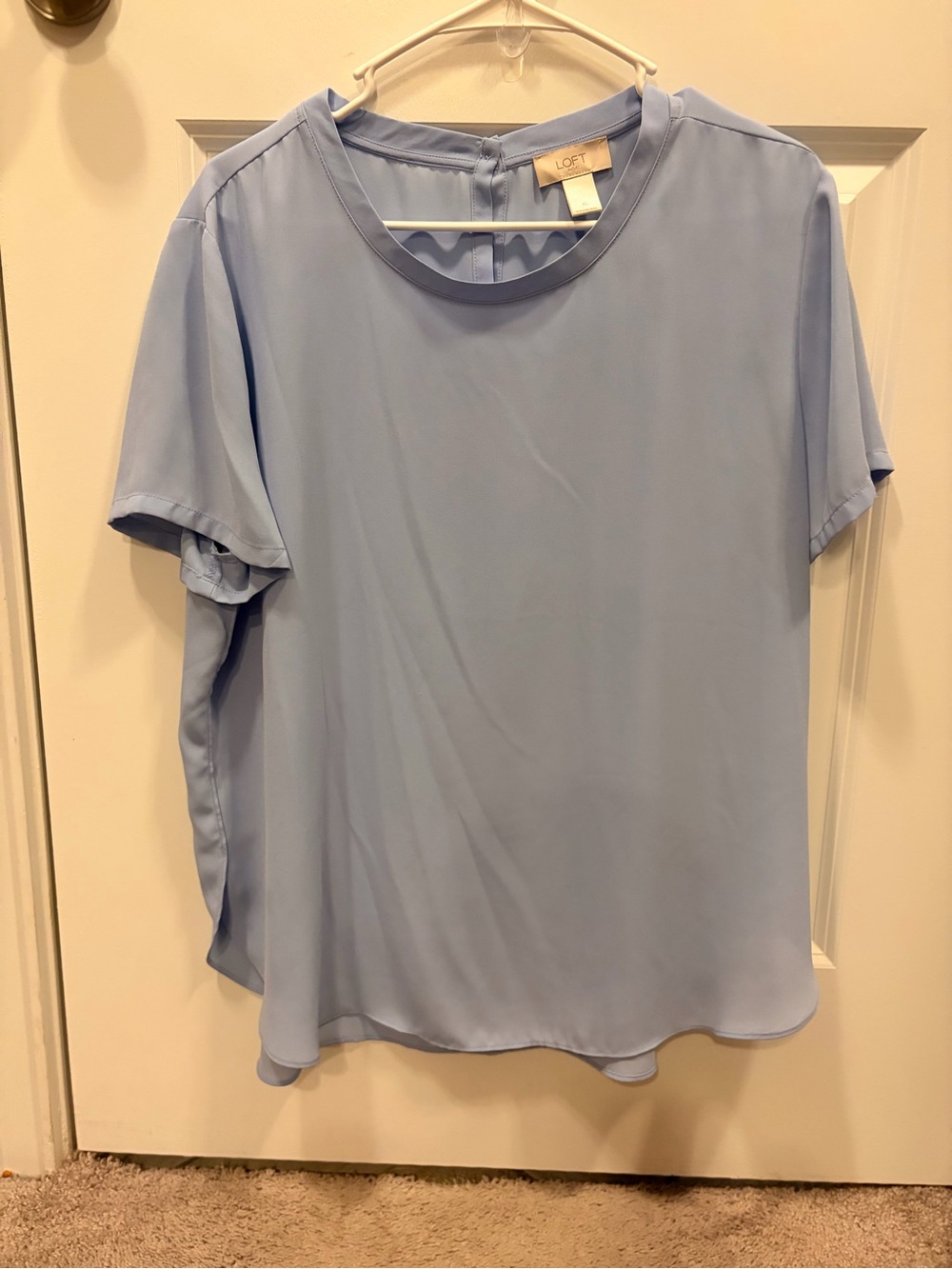 LOFT Pale Blue Short Sleeve Round Neck Blouse